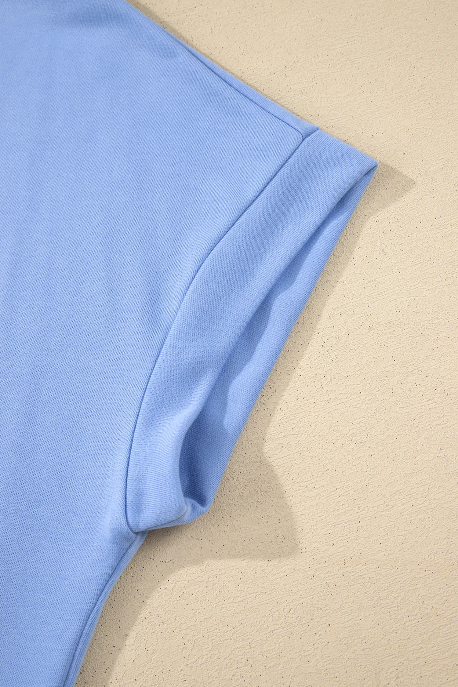 Beau Blue Plus Size Solid Scalloped Hem Button Neck Pullover Mini Dress