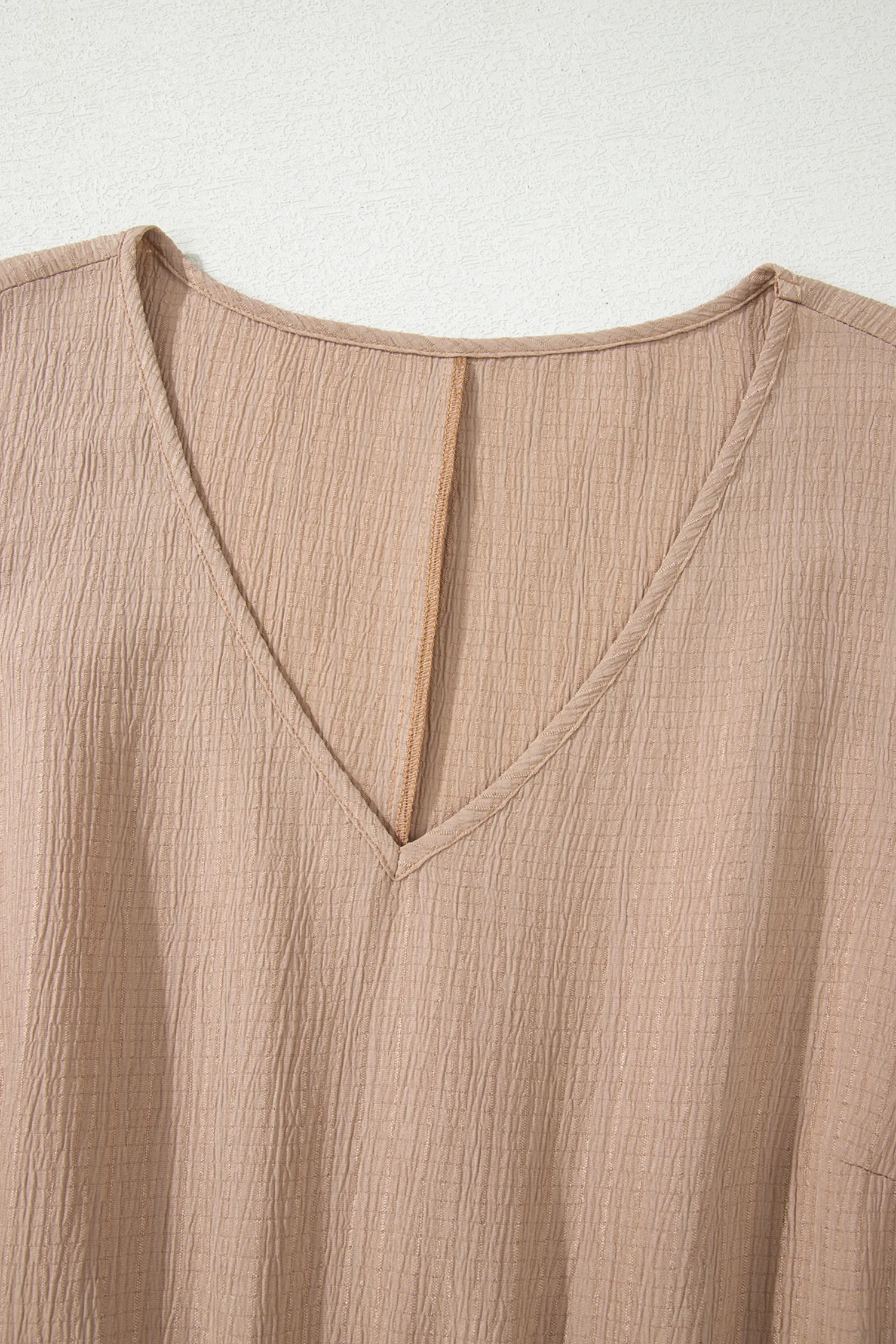 Dark Khaki Plus Size Textured Ruffled Short Sleeve Dress